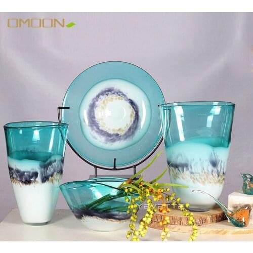 Modern High-grade Color Glass Vases, Fruit Plates, Fruit Lou Blow Crafts, Indoor Decoration Art Vase