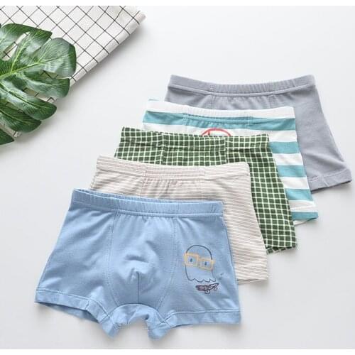 5pcs/lot Boy Panties Cotton Boys Breathable Underwears Boxer Panties For Children Teenager Underpants Kids Shorts Pants BU022