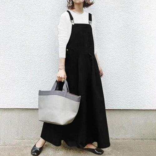 VONDA 2021 Vintage Dress Women Casual Losoe Cotton Linen Square Collar Sleeveless Maxi Dress Plus Size Sundress Robe Femme