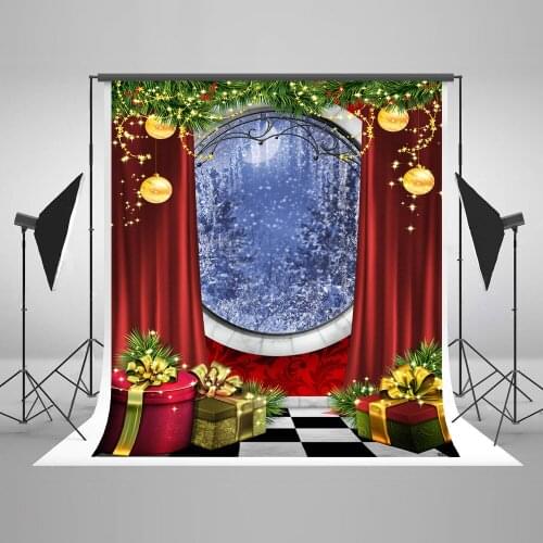 VinylBDS 300cmX200cm Christmas Backgrounds Gifts Curtains Ball Christmas Backdrops Photography Winter Backdrop SD-124