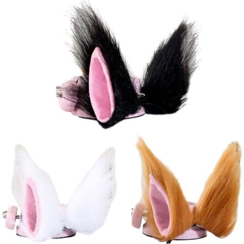 Lolita Anime Cosplay Costume Hairpin Fluffy Plush Long Cat Wolf Ears Hair Clips