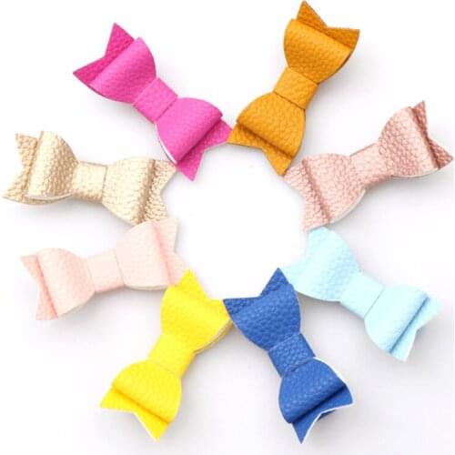 10 pcs/lot, 2.35" Faux Leather Hair Bow Clips, Girls Leather Bow Hair Accessories