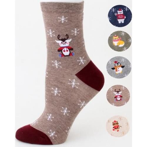 New arrival women socks funny cute cartoon autumn-winter warm sock lady and womans christmas socks