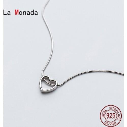 La Monada Snake Silver Chain Necklace For Women Hollow Heart Fashion Minimalist Silver 925 Jewelry On The Neck Womens Necklaces