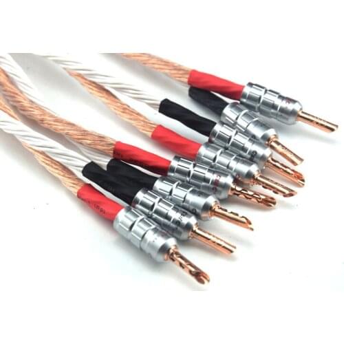 1 Pair 12TC Hifi Speaker Cable High Quality Pure OCC Speaker Wire With Banana Jack