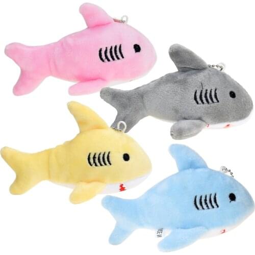 1pcs Kawaii 12CM Key Chain Gift Shark Plush Stuffed Toy Doll Kids Small Mini Plush Toys Cute Plush 4 Colors
