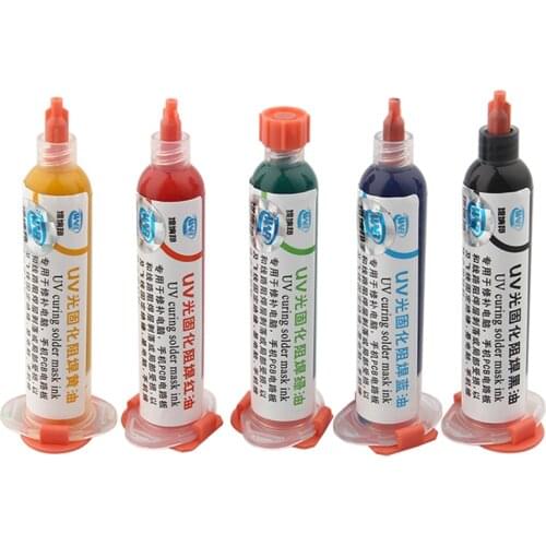 10CC Black/Blue/Green/Red/Yellow UV Solder Mask Ink Soldering Flux Paste BGA PCB Paint Prevent Corrosive Arcing BGA Tools