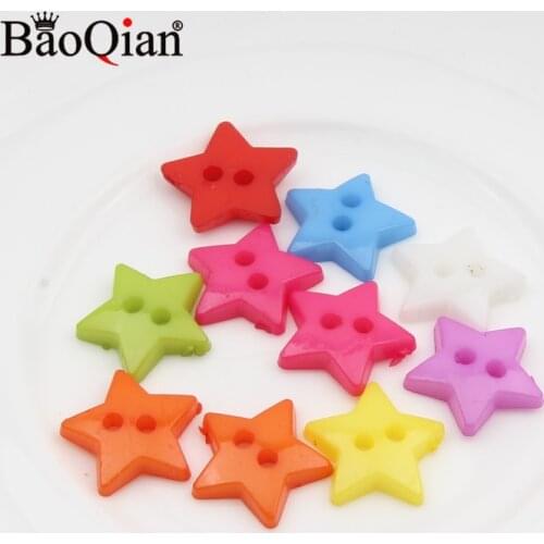 100Pcs 12mm Mixed Color Star 2 Hole Plastic Resin Button Fit clothing Sewing Scrapbooking Apparel Crafts Diy Decoration