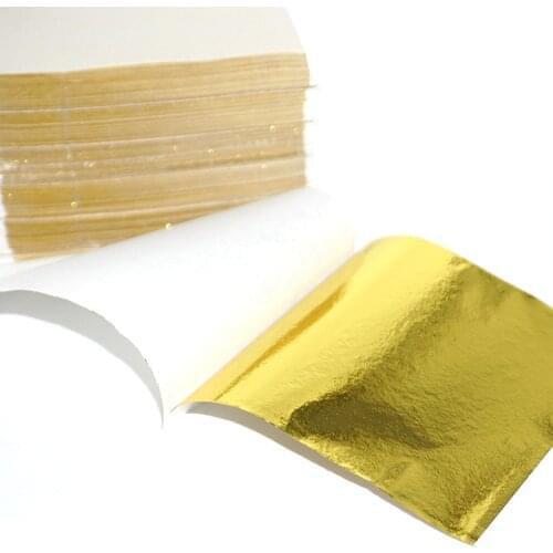 100Pcs Art Craft Design Paper Gilding Imitation Gold Sliver Copper Foil Papers DIY Craft Decor Leaf Leaves Sheets