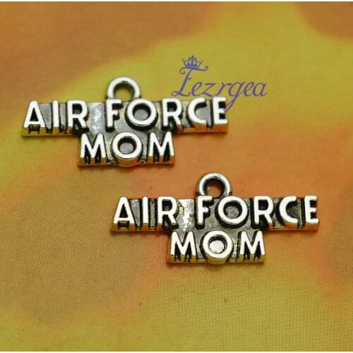 20pcs/lot--25x10mm, Antique silver plated air force mom Charms ,DIY supplies, Jewelry accessories