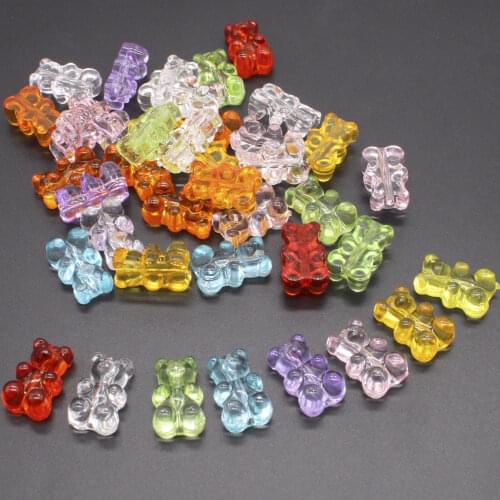 20PCS Transparent Candy Bear Beads For Jewelry Making DIY Jewelry Accessories
