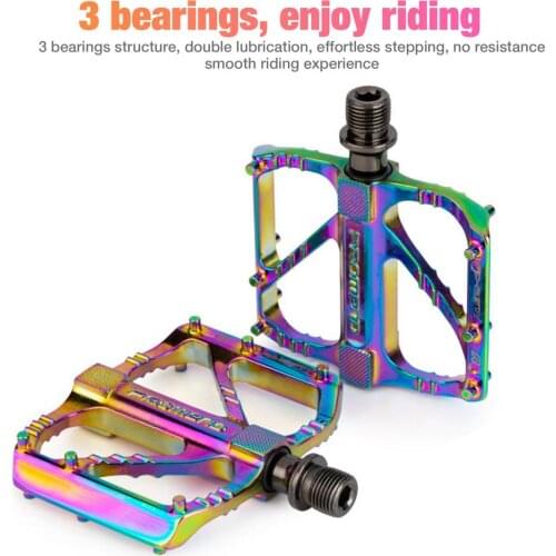 3 Bearings Mountain Bike Pedal Aluminum Alloy Non-slip Bicycle Flat Pedals Coloful Bicycle Pedals Bicycle Accessories