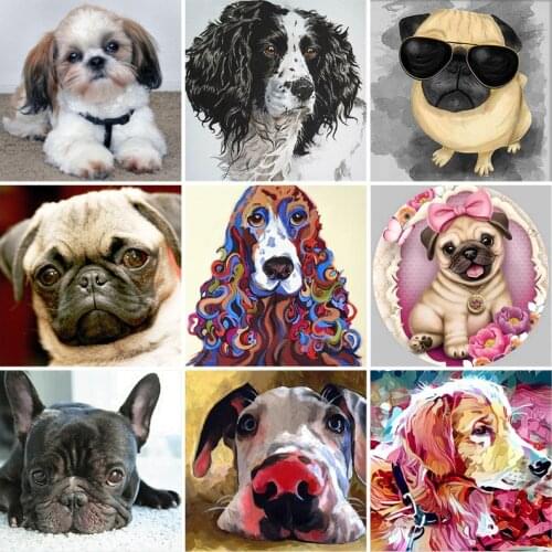 5D DIY Diamond Painting Dog Animals Full Round Drills Diamond Embroidery Picture Of Rhinestones Mosaic Cross Stitch Kit Gift