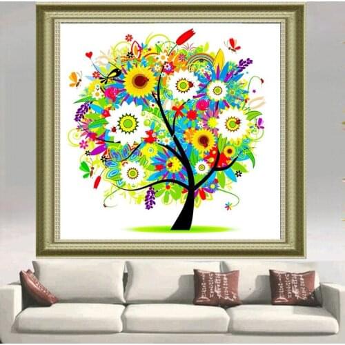 Peter ren Diamond painting cross stitch Diamond embroidery Sunflower tree Full coverage 3d square diamond mosaic Arts and Crafts