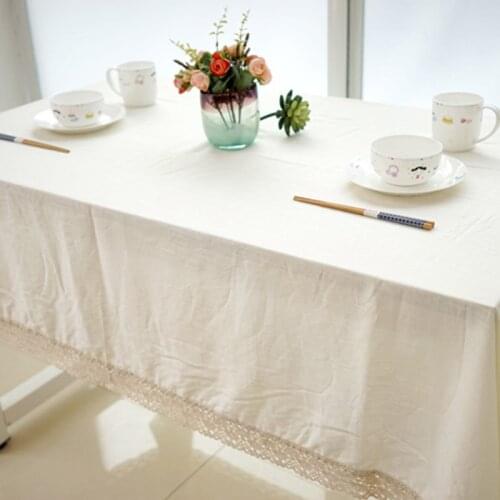 White Decorative Table Cloth Cotton Linen Lace Tablecloth Dining Table Cover For Kitchen Home Decor