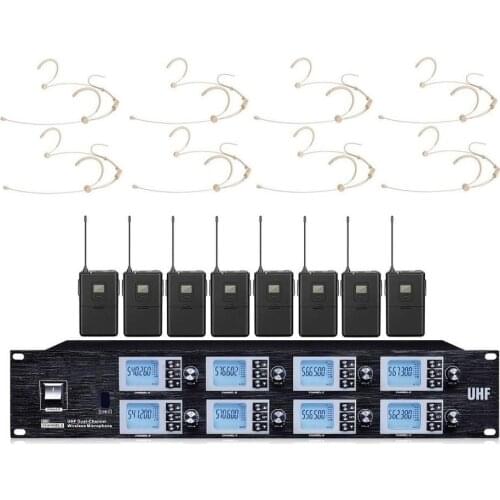 Bolymic Wireless Condenser Microphone Body Transmitter Dual Headset Cordless Mic System Professional 8 Channels UHF Mikrofon