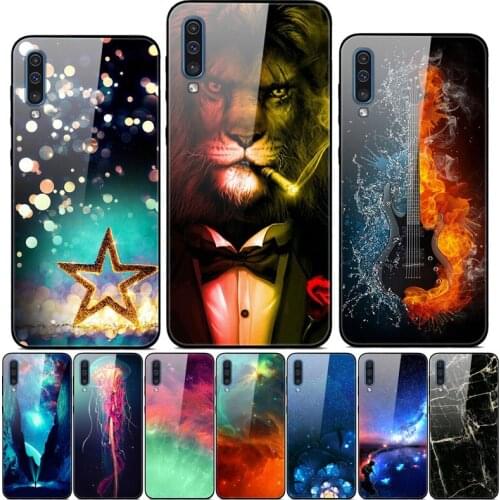 For Samsung A50S Case Tempered Glass Printed Back Cover Hard Case For Coque Samsung Galaxy A50 A30S Phone Cases Fundas A 50S