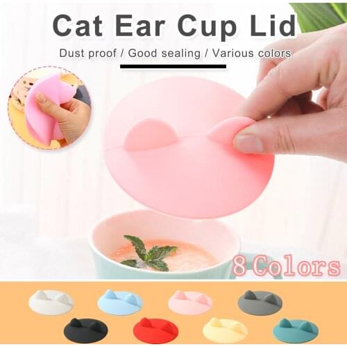 Colorful Beauty Cat Ear Style Silicone Leakproof Coffee Mug Airtight Sealed Cup Cover Seals For Glass Mugs #50g