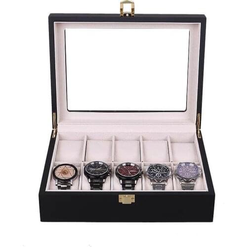 New 2020 Wood Watch Display Boxes Case With Window Black Wooden Watch Organizer Storage Jewelry Holder