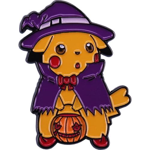 Animal Elves Enamel Pins Cute Pikaqiu With Wizard Hat Brooch Cartoon Metal Badge Backpack Decor Jewelry Anime Fans Unique Gift
