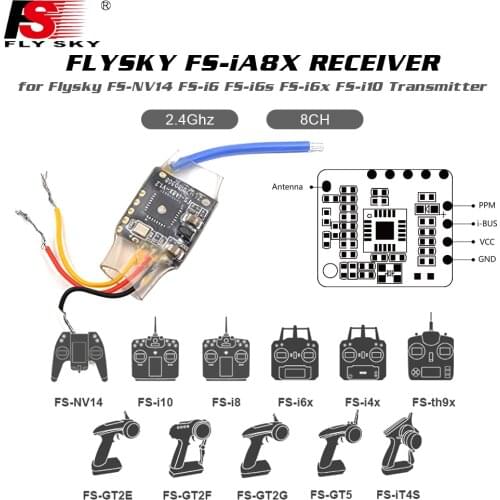 Flysky FS-iA8X 2.4G 8CH i-Bus/PPM Receiver For FS-Nirvana/FS-NV14/FS-i6/FS-i6s/FS-i6x/FS-i8/FS-i10 Transmitter