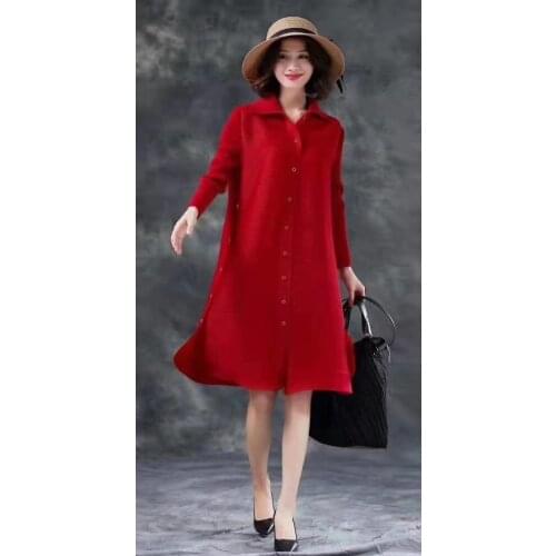 HOT SELLING Miyake Fashion fold long-sleeved pure colorsingle-breasted WIDE-WAISTED trench coat Side button swindbrea IN STOCK
