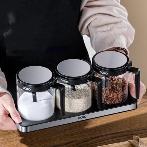 Crystal Food Storage Jar Kitchen Glass Metal Modern Container Spices Condiments Salt Design Rangement Cuisine Kitchen Organizers