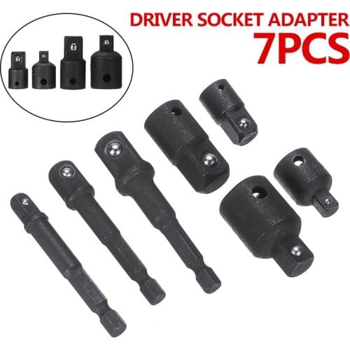 7pcs/set Hex Shank Socket Adapter Converter Kit 1/4" 3/8" 1/2" Nut Drive Wrench Air Ratchet Impact Extension Drill Bits Set