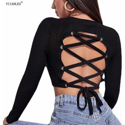 VIIANLES Crop Top Women 2021 Summer Cotton Slim Casual Black T Shirt Sexy Female O-neck Longoing Long Sleeve Solid Tee Shirts