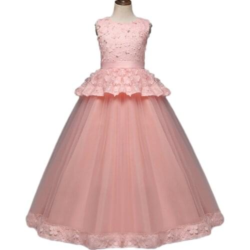 Girls Wedding Lace Dress Teens Party Princess Long Dress Baby Girl 2 year Birthday Ball Costume Kids Clothing Childrens Clothes