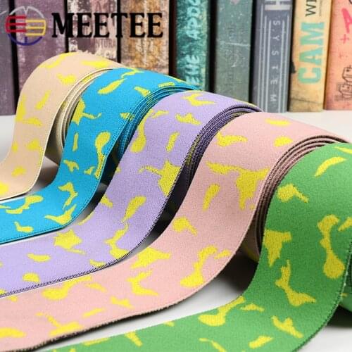 Meetee 5M 50mm Jacquard Elastic Band Nylon Stretch Webbing Underwear Belt Rubber Bands Lace Trims DIY Garmnet Spandex Ribbon