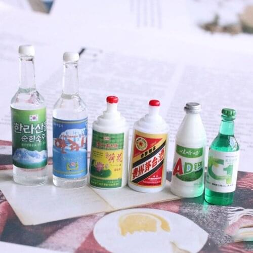 6pcs 1/6 Scale Dollhouse Miniature Milk Wine Bottle Drink Miniatural food for blyth Barbies Doll Kitchen Decor Kids toys