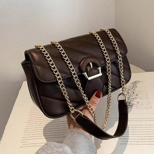 Fashion Small PU Leather Crossbody Bags for Women 2021 Winter Branded Trend Handbag Lady Travel Shoulder Purses Chain Designer