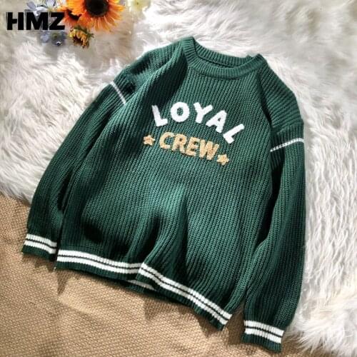 HMZ Autumn Sweater Men Knitted Pullover Letter Sweater Autumn Fashion Clothes Men Winter Stripe Sweater Outerwear Casual Top Men
