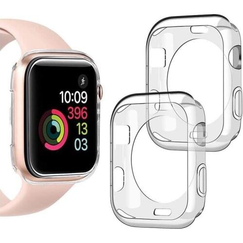 Half Pack Transparent Watch Case Soft TPU Protection Cover Anti-drop Anti-scratch Shell For Apple 2/3/4/5/6 38mm 40mm 42mm 44mm