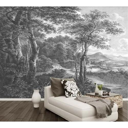 Custom 3D wallpaper mural hand painted wood background wall