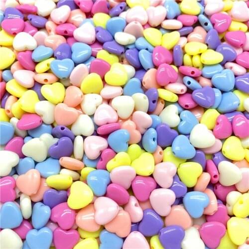 10/12/14mm Colourful Heart Shape Acrylic Loose Spacer Beads for Jewelry Making DIY Bracelet Necklace Accessories