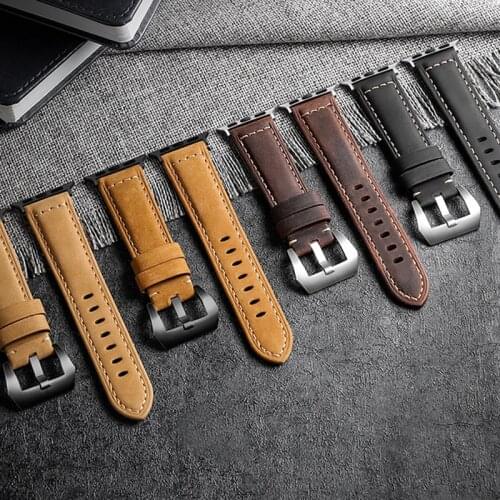 Vintage leather strap for Apple watch band 44mm 40mm 42mm 38mm Crazy Cowhide bracelet for iwatch apple watch series 6/SE/5/4/3/2