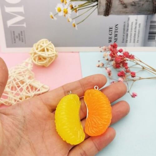 10pcs 3D Orange Slice Resin Charms 43*23MM For Jewelry Accessory Cute Orange Pendant Fit Necklace Keyring Finding Pen Decor
