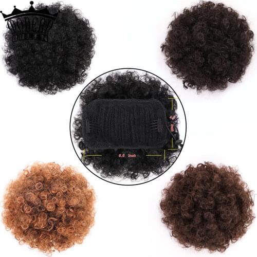 Synthetic Hair Puff Afro Short Kinky Curly Chignon Hair Bun Drawstring Ponytail Wrap Hairpiece Fake Hair Extensions for Women