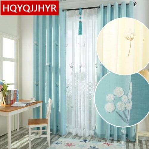 Modern pastoral embroidered cotton and linen shade bedroom curtains selling Korean-style window curtains for living room kitchen