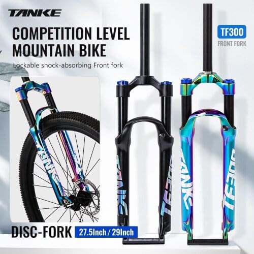 TANKE mountain bike fork air pneumatic 27.5 29er vacuum plated colorful shock absorption disc brake Fork 9 100mm quick release M