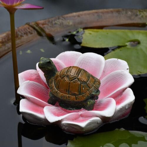 Outdoor Simulation Floating Water Duck Turtle Lotus Resin Ornaments Art Rockery Fish Tank Water Pond Figurines Decoration Crafts