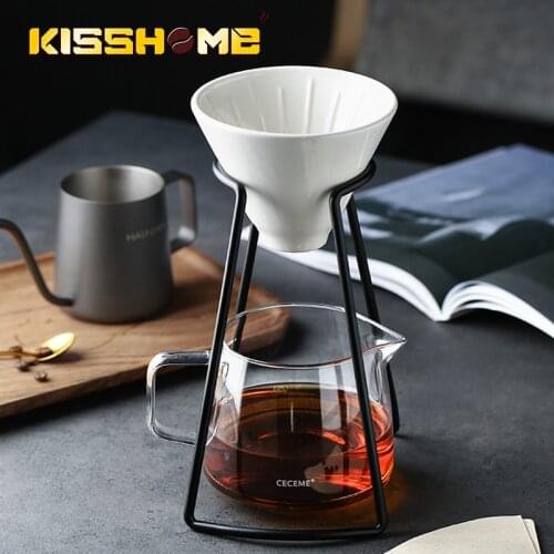 V60 Hand Brewed Coffee Filter Set Porcelain Coffee Hand Brewing Pots Kettles Pour Over Dripper Stand Cup Funnel Reusable Jug