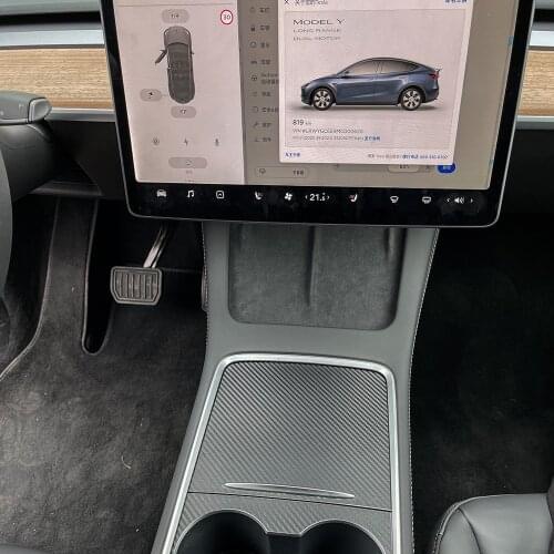 Vxvb 2021 For Tesla Model 3 Model Y Center Console Accessories Carbon Fiber Model3 Central Control Panel Interior Stickers New