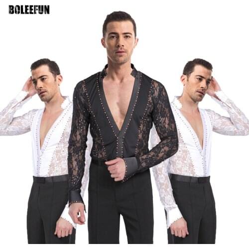 Adult Mens Latin Dance Wear Set Female Latin Bodysuit Modern Dance Costumes Top & Latin Pant/Trousers