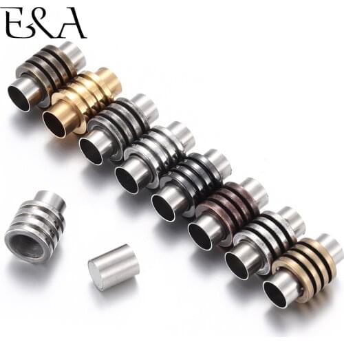 Stainless Steel Magnetic Clasps Column Hole 6mm Leather Cord Clasp Bracelet Magnet Buckle Closure DIY Jewelry Making Accessories