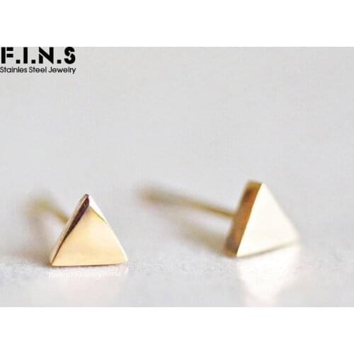 F.I.N.S Tiny Triangle Stainless Steel Earrings for Women Minimalist Small Ear Studs Geometry Simple Fashion Jewelry