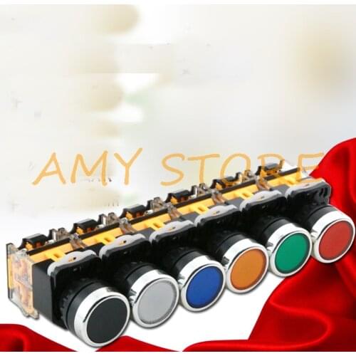 1PC LA38-11 NO NC Momentary or Maintained Action Red Green Yellow White Blue Black Push Button Switch AC 660V 10A DPST 22mm