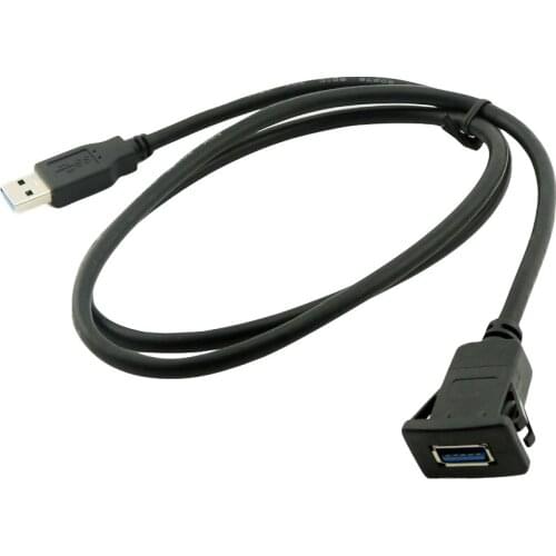 1x Car Dashboard Flush Mount USB 3.0 A Socket Male to Female Extension Lead Panel Cable Cord 1m/2m